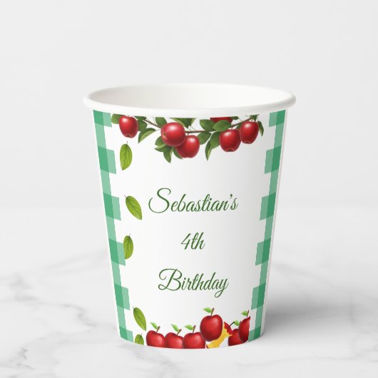Apple of Our Eye Gingham Birthday Cups 紙コップ (裏面)