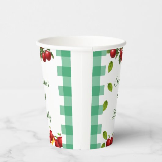 Apple of Our Eye Gingham Birthday Cups 紙コップ (右)