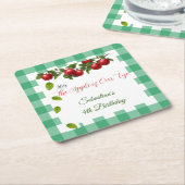 Apple of Our Eye Gingham Coaster スクエアペーパーコースター (アングル)