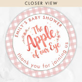 Apple of our Eye Gingham Thank You Baby Shower ラウンドシール