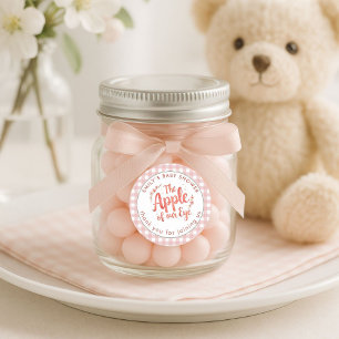 Apple of our Eye Gingham Thank You Baby Shower ラウンドシール