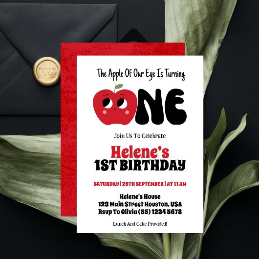 Apple Of Our Eye Girl 1st誕生日パーティー 招待状