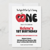 Apple Of Our Eye Girl 1st誕生日パーティー 招待状 (正面)