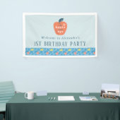 Apple of our Eye Girl Blue 1st Birthday Welcome 横断幕 (トレードショー)