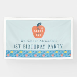 Apple of our Eye Girl Blue 1st Birthday Welcome 横断幕