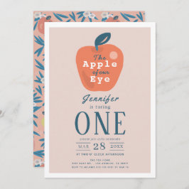 Apple of our Eye Girl Pink 1st誕生日 招待状