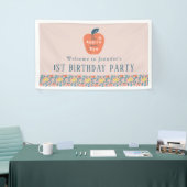 Apple of our Eye Girl Pink 1st Birthday Welcome 横断幕 (トレードショー)