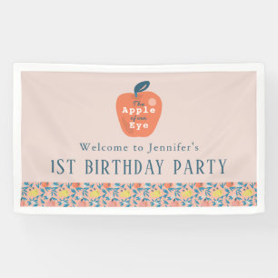 Apple of our Eye Girl Pink 1st Birthday Welcome 横断幕