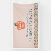 Apple of our Eye Girl Pink 1st Birthday Welcome 横断幕 (縦)