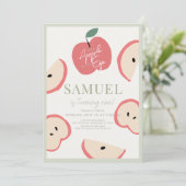 Apple of our Eye Green Boy 1st誕生日 招待状 (スタンド正面)