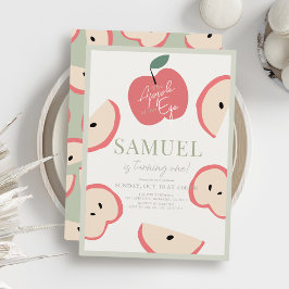 Apple of our Eye Green Boy 1st誕生日 招待状