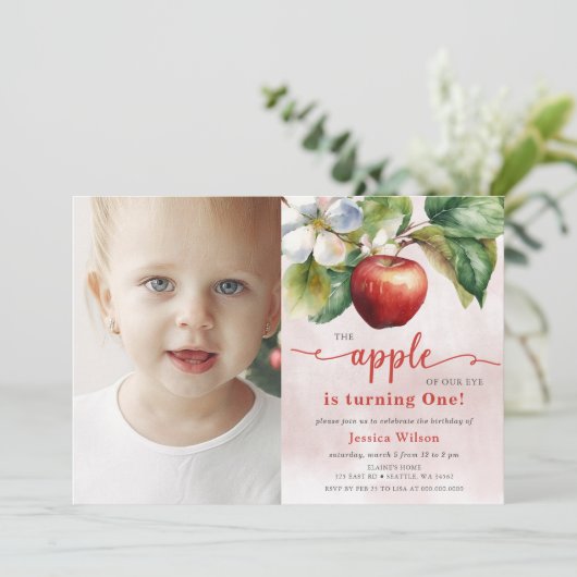 Apple of Our Eye Photo First誕生日 招待状 (スタンド正面)