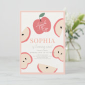 Apple of our Eye Pink Girl 1st Birthday 招待状 (スタンド正面)