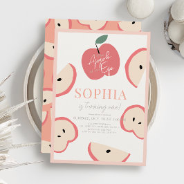 Apple of our Eye Pink Girl 1st Birthday 招待状