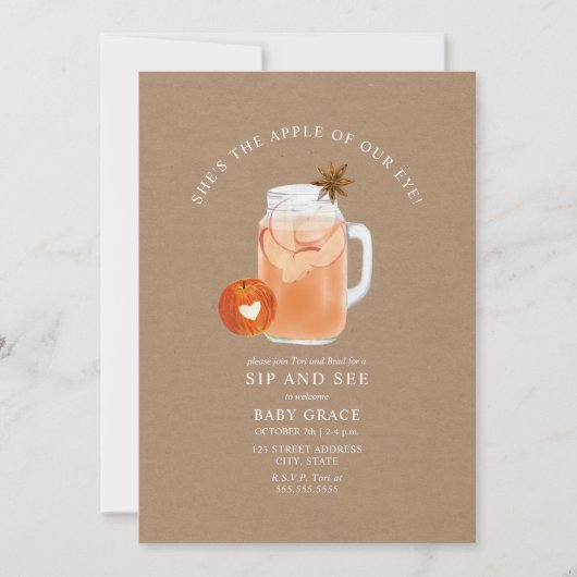 Apple Of Our Eye SipとSee Cider Cardstock 招待状 (正面)