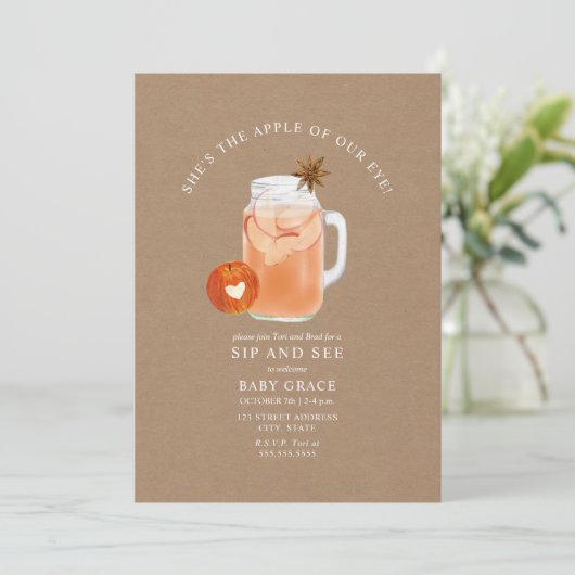 Apple Of Our Eye SipとSee Cider Cardstock 招待状 (スタンド正面)