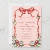 Apple of Our Eye Watercolor Blossoms Baby Shower 招待状 (正面)