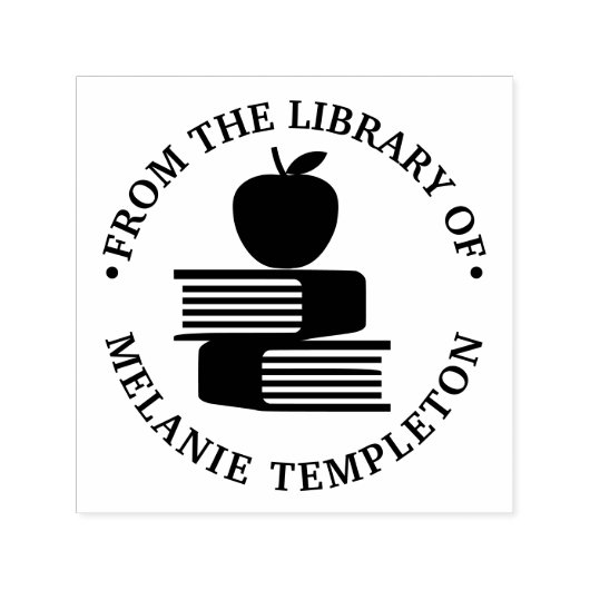 Apple on Books "From the library of"名前モノグラム セルフインキングスタンプ (デザイン)