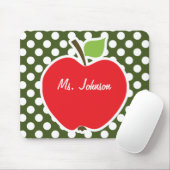 Apple on Dark Mossグリーン水玉模様 マウスパッド (マウス)
