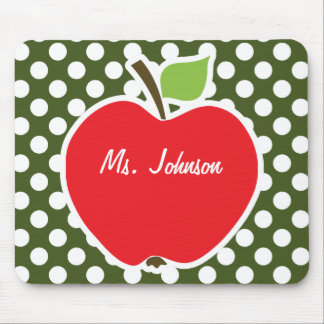 Apple on Dark Mossグリーン水玉模様 マウスパッド