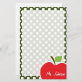 Apple on Dark Mossグリーン水玉模様 便箋 (正面/裏面)