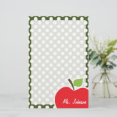 Apple on Dark Mossグリーン水玉模様 便箋 (スタンド正面)