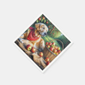 Apple Orchardのゴールデンレトリバー スタンダードカクテルナプキン (角)