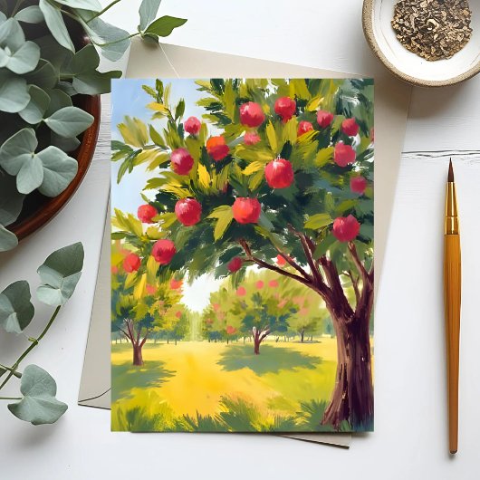 Apple Orchard Autumn Fall Watercolor Card