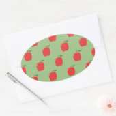 Apple Ovalスタンプ(Sage Green & Red) 楕円形シール (封筒)