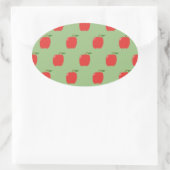 Apple Ovalスタンプ(Sage Green & Red) 楕円形シール (バッグ)