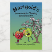 Apple Pals Cartoonコンポおもしろいートパイと続く フードラベル (シングルラベル)