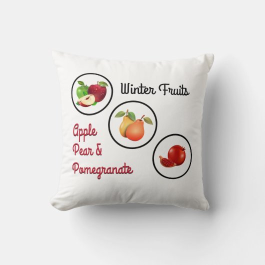 Apple、Pear、およびPomegranateのシンボル クッション (正面)
