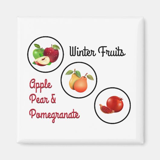 Apple、Pear、Pomegranateのアートワーク マグネット (正面)
