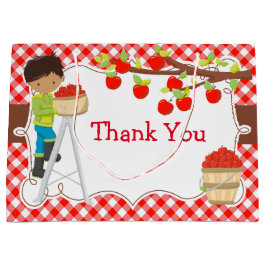 Apple Picking African American誕生日パーティー ラージペーパーバッグ
