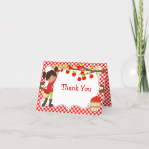 Apple Picking African American Girl Birthdayパーティー サンキューカード