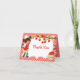 Apple Picking African American Girl Birthdayパーティー サンキューカード