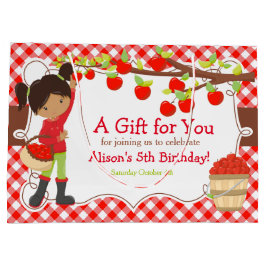 Apple Picking African American Girl Birthdayパーティー ラージペーパーバッグ