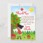 Apple Picking Dark Skin Girl誕生日有難う 招待状 (正面)