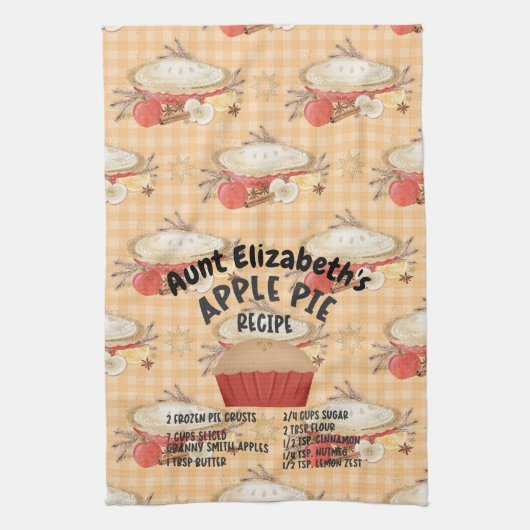APPLE PIEレシピのパーソナライズ キッチンタオル (縦)