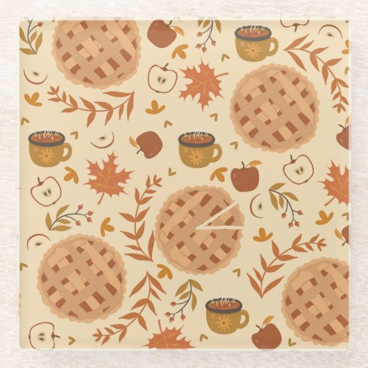 Apple Pie Autumn:ヴィンテージ・グラフィックス ガラスコースター (正面)