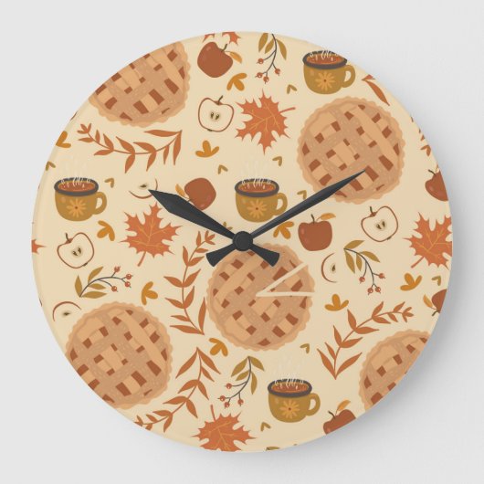 Apple Pie Autumn:ヴィンテージ・グラフィックス ラージ壁時計 (正面)