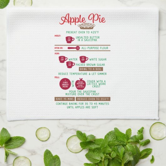 Apple Pie Recipe Kitchen Towel – Classic キッチンタオル (折り畳み)