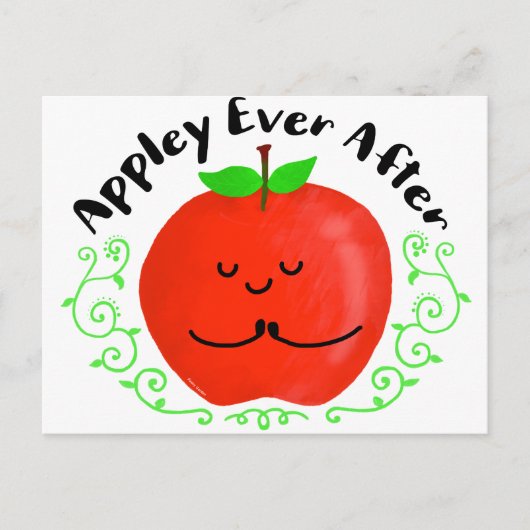 Apple Pun -前向き Appley Ever After ポストカード (正面)