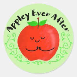 Apple Pun -前向き Appley Ever After ラウンドシール