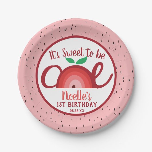 Apple Rainbow, Sweet to be One, 1st Birthday紙 ペーパープレート (正面)