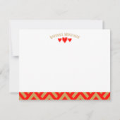 Apple Red Modern Hearts Striped Fans Note Card ノートカード (正面)