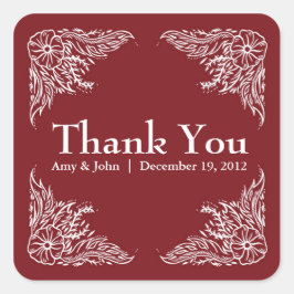 Apple Red & White's Thank 結婚 You Sticker スクエアシール