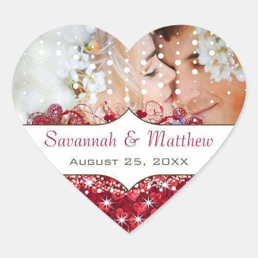 Apple Red Your Photo Romanticハートリーフ ハートシール (正面)