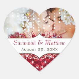 Apple Red Your Photo Romanticハートリーフ ハートシール