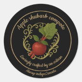 Apple Rhubarb Harmony – Artisan Compote Label ラウンドシール (正面)
